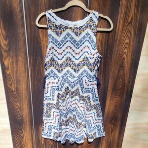 American Rag Boho Lace Overlay Swing Sleeveless Dress Lace Up Sides - Medium